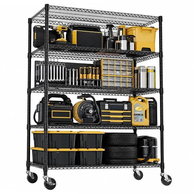 Main image of M 5-Shelf Heavy Duty Garage Shelving Wire Adjustable Storage Rack for Kitchen Laundry Bathroom Pantry 3300 lbs Capacity Black 23.6 x 53.2 x 73.6 Inch