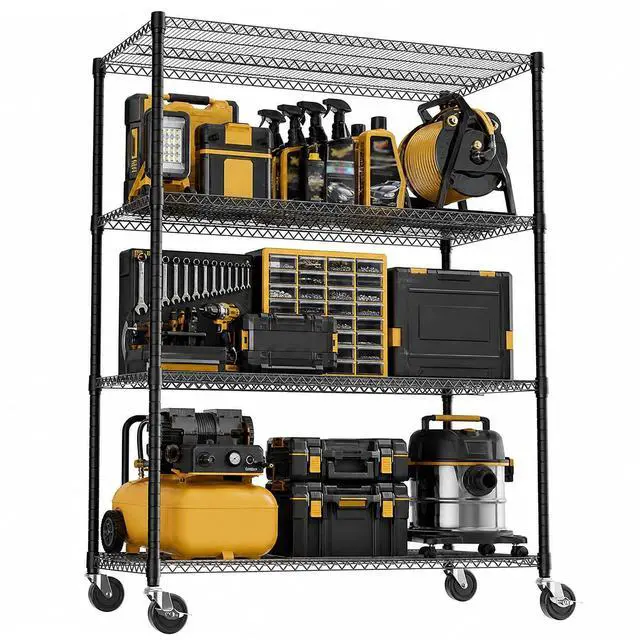 Main image of M 4-Shelf Heavy Duty Garage Shelving Wire Adjustable Storage Rack for Kitchen Laundry Bathroom Pantry 2640 lbs Capacity Black 23.6 x 53.2 x 73.6 Inch
