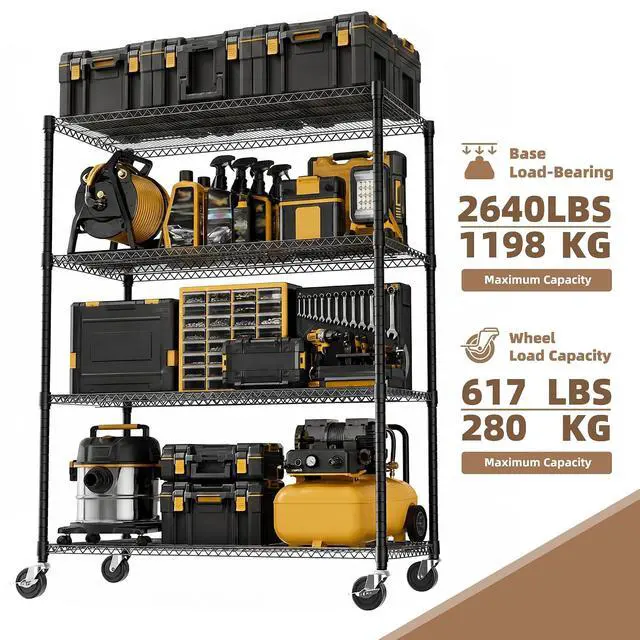 Alt view image 6 of 7 - M 4-Shelf Heavy Duty Garage Shelving Wire Adjustable Storage Rack for Kitchen Laundry Bathroom Pantry 2640 lbs Capacity Black 23.6 x 53.2 x 73.6 Inch