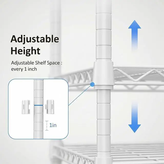 Alt view image 5 of 7 - M 4 Tiers Storage Shelves Load 1000 LBS, Metal Shelving Wire Metal Shelving Unit Shelves for Storage Adjustable Garage Shelving for Pantry Kitchen Garage White 11.8X 17.7 x 40.8 inch