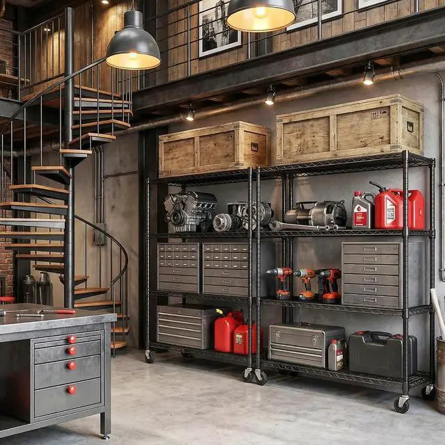 Alt view image 2 of 7 - M 4 Tiers Storage Shelves Load 2640 LBS, Metal Shelving Wire Metal Shelving Unit Shelves for Storage Adjustable Garage Shelving for Pantry Kitchen Garage Black 23.6X 53.2 x 73.6 inch
