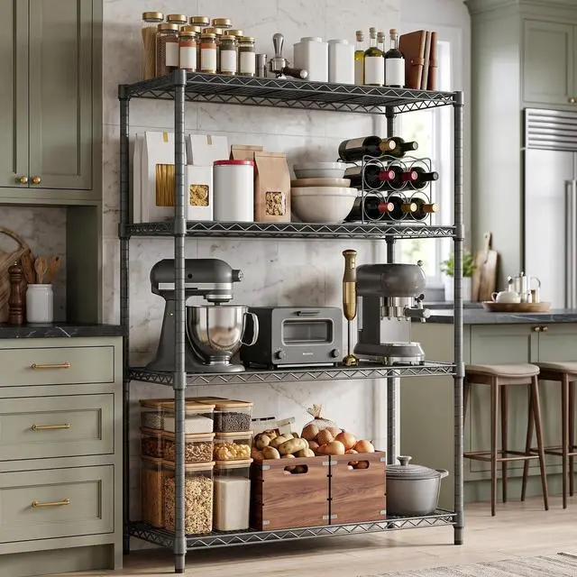 Alt view image 2 of 7 - M 4 Tiers Storage Shelves Load 2640 LBS, Metal Shelving Wire Metal Shelving Unit Shelves for Storage Adjustable Garage Shelving for Pantry Kitchen Garage Chrome 17.7X 47.3 x 59.4 inch