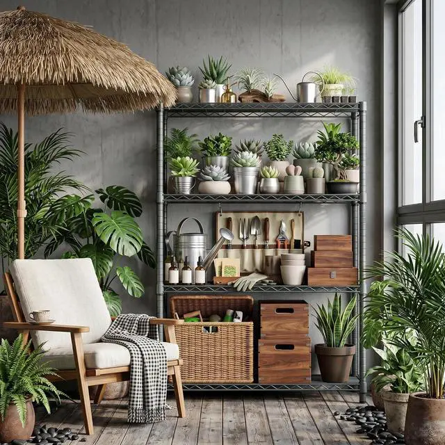 Alt view image 7 of 7 - M 4 Tiers Storage Shelves Load 2640 LBS, Metal Shelving Wire Metal Shelving Unit Shelves for Storage Adjustable Garage Shelving for Pantry Kitchen Garage Chrome 17.7X 47.3 x 59.4 inch