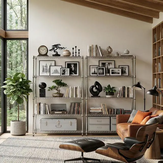 Alt view image 6 of 6 - M 5 Tiers Storage Shelves Load 3300 LBS, Metal Shelving Wire Metal Shelving Unit Shelves for Storage Adjustable Garage Shelving for Pantry Kitchen Garage Chrome 17.7X 47.3 x 70.4 inch