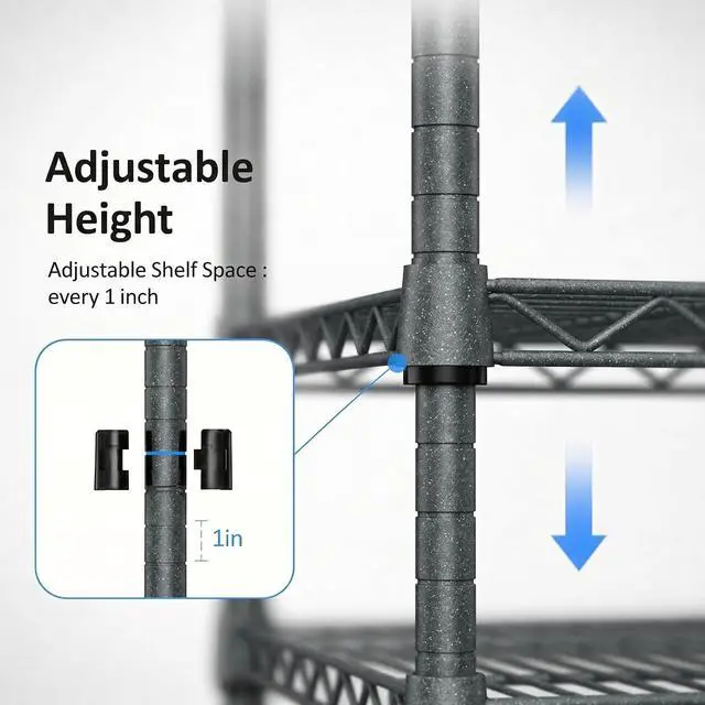 Alt view image 5 of 7 - M 4 Tiers Storage Shelves Load 2640 LBS, Metal Shelving Wire Metal Shelving Unit Shelves for Storage Adjustable Garage Shelving for Pantry Kitchen Garage Chrome 17.7X 35.5 x 59.4 inch