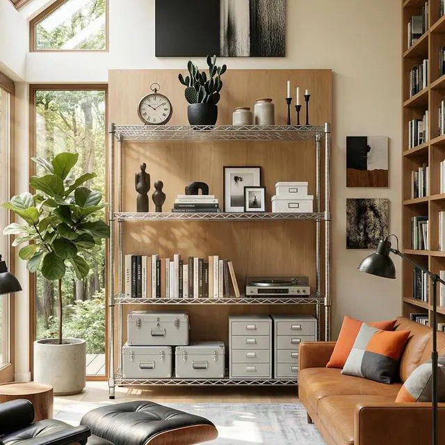 Alt view image 6 of 6 - M 4 Tiers Storage Shelves Load 2640 LBS, Metal Shelving Wire Metal Shelving Unit Shelves for Storage Adjustable Garage Shelving for Pantry Kitchen Garage Light Chrome 17.7X 59.1 x 70.4 inch