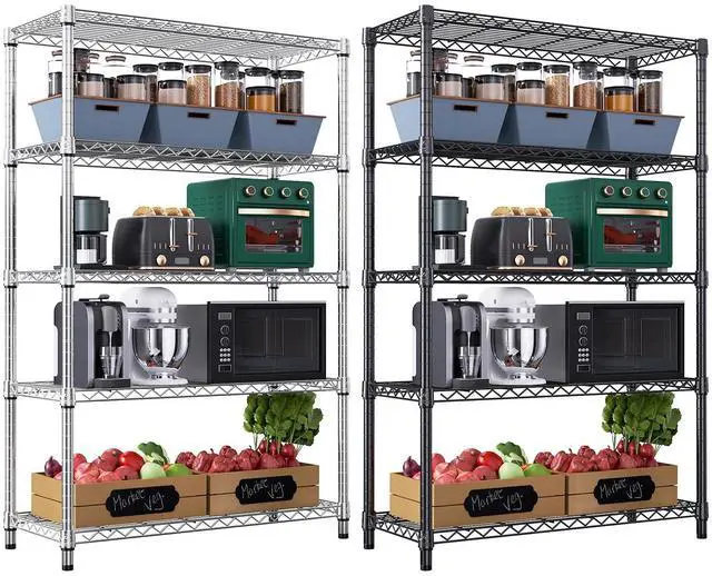 Main image of M 2 PCS Steel Storage Shelving 5-Tier Utility Shelving Unit Steel Organizer Wire Rack for Home,Kitchen,Office,Garage, 1750 LBS Capacity