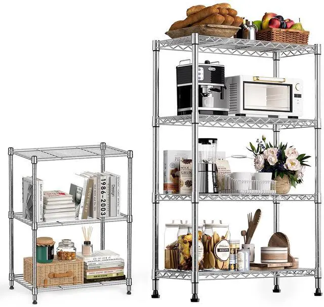 Main image of M 2 PCS Storage Shelving Steel Heavy Duty 4-Tier Utility Shelving Unit Steel Organizer Wire Rack
