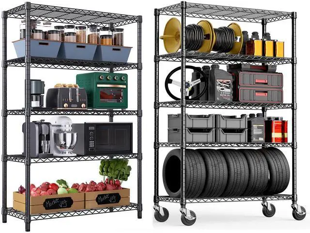 Main image of M 2 PCS Steel Storage Shelving 5-Tier Utility Shelving Unit Steel Organizer Wire Rack for Home 1750 LBS Capacity