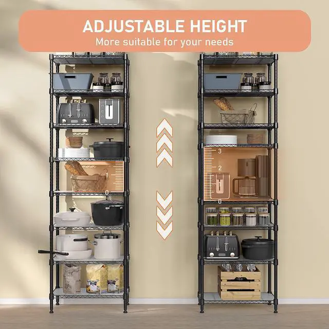 Alt view image 6 of 7 - 2 PCS Storage Rack Metal Wire Shelving Unit, Storage Standing Shelf Organizer for Laundry Bathroom Kitchen Pantry Closet Garage Basement Utility Room