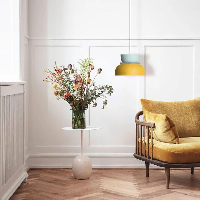 Alt view image 5 of 7 - Macaron Kitchen Island Pendant Light Boho Yellow Blue Lamp Shade Mid Century Modern Hanging Light Fixtures Nordic Retro Hanging Pendant Light for Entrance Laundry Room Breakfast Nook