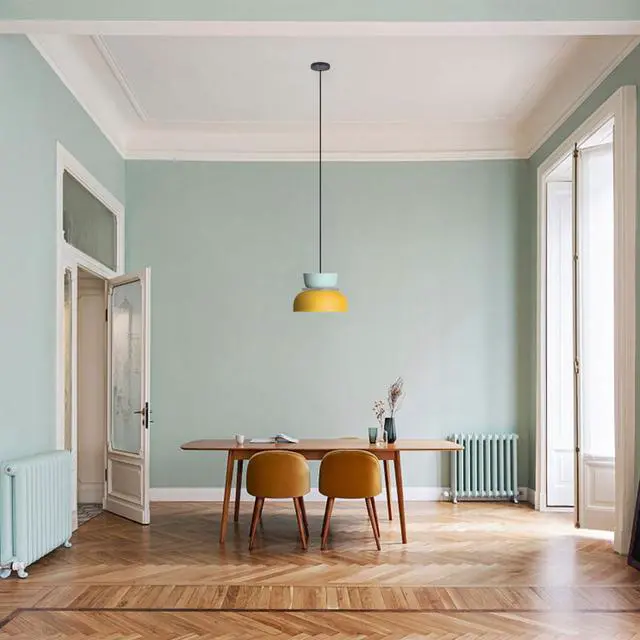 Alt view image 7 of 7 - Macaron Kitchen Island Pendant Light Boho Yellow Blue Lamp Shade Mid Century Modern Hanging Light Fixtures Nordic Retro Hanging Pendant Light for Entrance Laundry Room Breakfast Nook