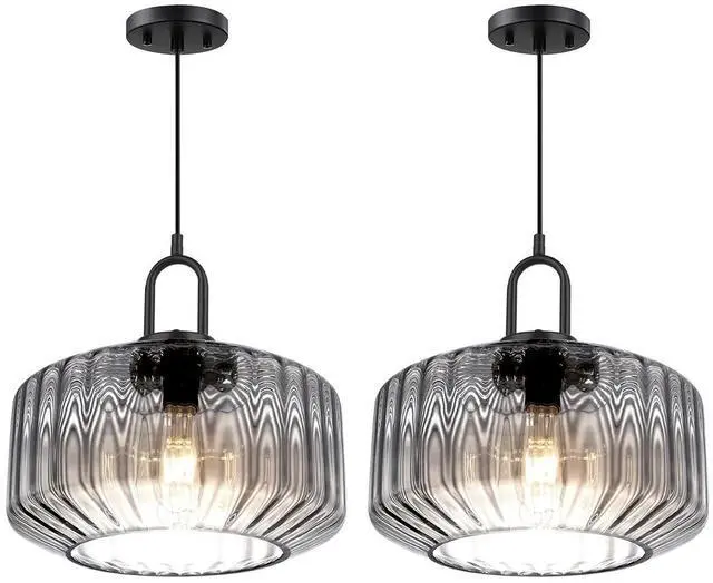 Main image of Blown Glass Pendant Lights Kitchen Mid Century Vintage Pendant Light Gray Lantern Globe Shade Modern Ceiling Hanging Light Large Glass Chandelier for Music Studio Bedroom Above Table