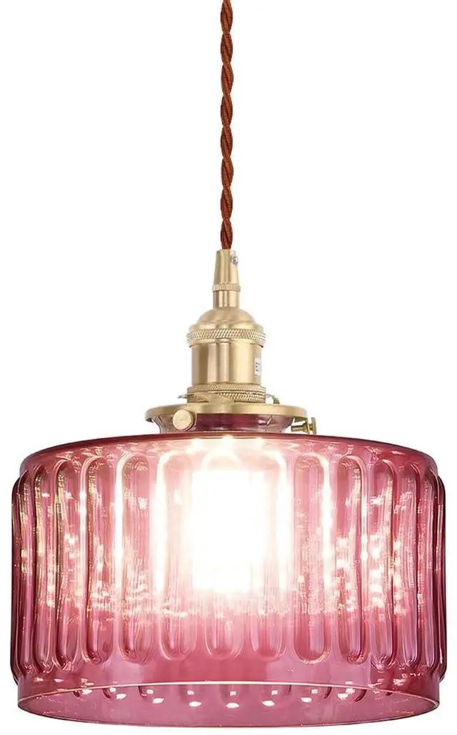 Main image of Vintage Glass Pendant Light Fixture Kitchen Island Hanging Lights Striped Glass Chandelier Lamps Gold Finish Pendant Lighting Over Sink Industrial Lighting fixtures for Dining Bedroom