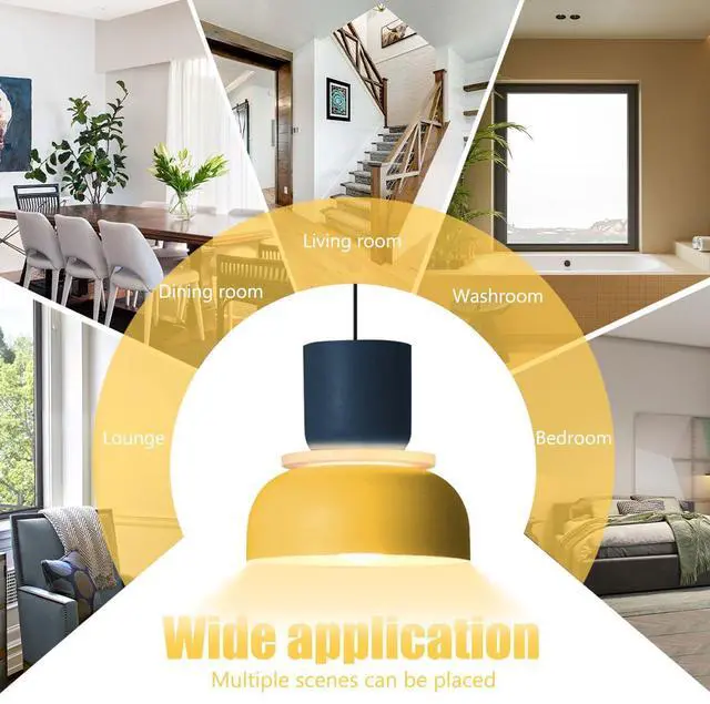 Alt view image 3 of 7 - Macaron Pendant Light Nordic Modern Pendant Lights with Navy Blue Yellow Color Aluminum Barn Shade Colorful Chandelier Mid Century Modern Pendant Lighting Dining Room Kitchen Island