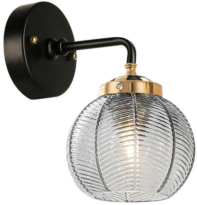 Main image of Mid Century Modern Wall Sconce 1-Light Over Mirror Smoky Gray Sconces Bathroom Light Fixture Ribbed Glass Vanity Lights Vintage Bathroom Art Deco Lighting Fixtures Bedroom Hallway