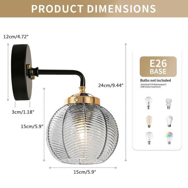 Alt view image 2 of 7 - Mid Century Modern Wall Sconce 1-Light Over Mirror Smoky Gray Sconces Bathroom Light Fixture Ribbed Glass Vanity Lights Vintage Bathroom Art Deco Lighting Fixtures Bedroom Hallway