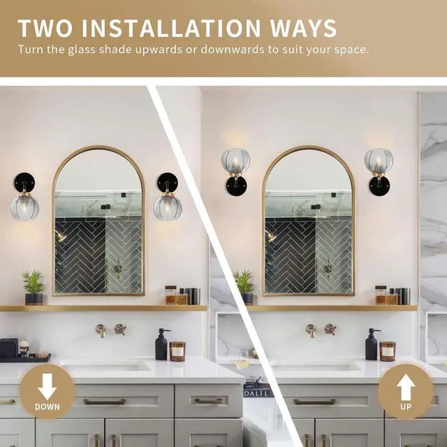 Alt view image 3 of 7 - Mid Century Modern Wall Sconce 1-Light Over Mirror Smoky Gray Sconces Bathroom Light Fixture Ribbed Glass Vanity Lights Vintage Bathroom Art Deco Lighting Fixtures Bedroom Hallway