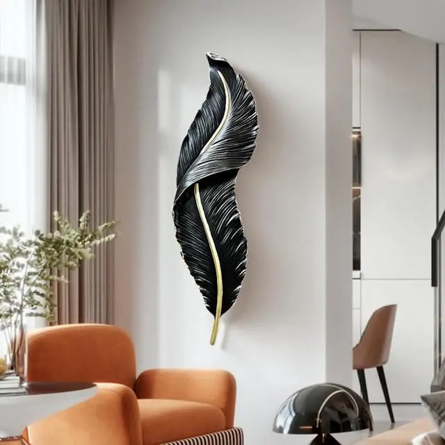 Alt view image 4 of 7 - LED Sconces Wall Lighting Black Feather Wall Light Modern Dimmable Wall Sconce Lights Mid Century Elegant Wall Lamp Creative Unique Resin Design for Bedroom Living Room Hallway