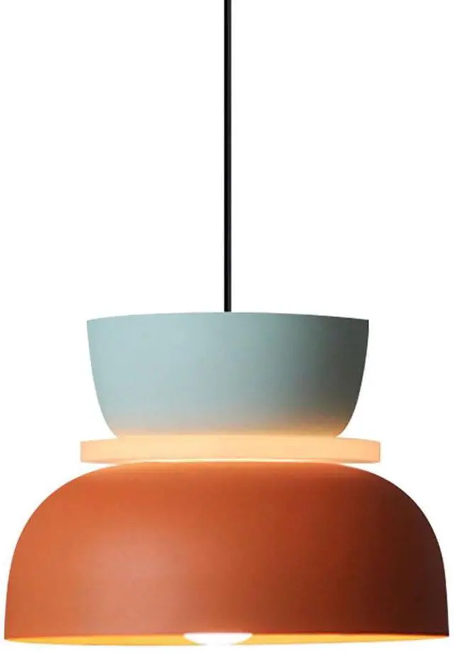 Main image of Mid Century Modern Ceiling Pendant Light, Orange Navy 2 Colors Barn Macaron Shade, Aluminum Nordic Modern Pendant Light Fixture, Colorful Chandelier Pendant Lights for Kids Room