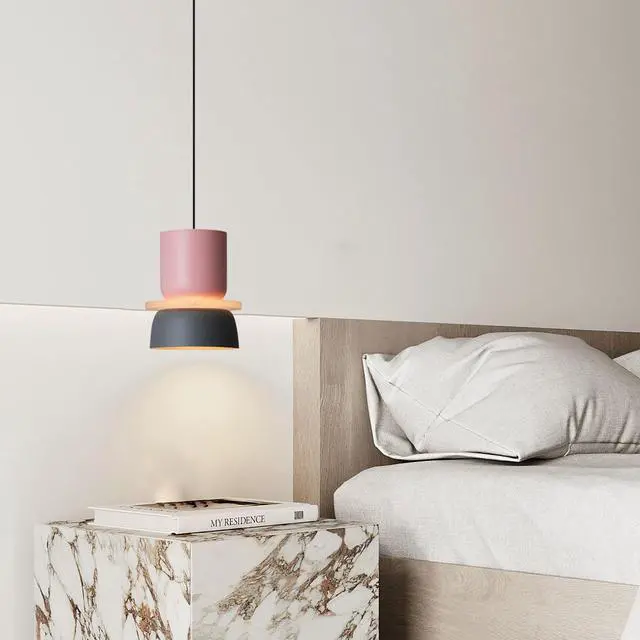 Alt view image 4 of 7 - 2-Pack Nordic Hanging Ceiling Light - Pink Blue Aluminum Macaron Shade,Mid Century Modern Pendant Light Fixtures Living Room Adjustable Height Hanging Light Dining Room Lights Fixture