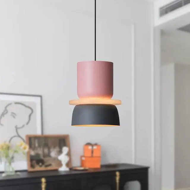 Alt view image 5 of 7 - 2-Pack Nordic Hanging Ceiling Light - Pink Blue Aluminum Macaron Shade,Mid Century Modern Pendant Light Fixtures Living Room Adjustable Height Hanging Light Dining Room Lights Fixture