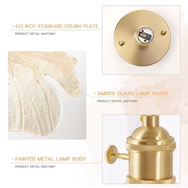 Alt view image 3 of 7 - Flower Flush Mount Ceiling Light Mid Century Modern Ceiling Light Fixtures with Clear Shade Brushed Gold Brass Entrance Lamp Vintage Semi Flush Mount Light Fixture for Hallway Bedroom