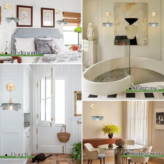 Alt view image 7 of 7 - Hanging Sconces Vintage Wall Sconce Light Dark Green Glass Flower Modern Bathroom Vanity Lights Antique Gold Brass Wall Lamp Adjustable Wall Lighting Bedroom Hardwired Light Fixture