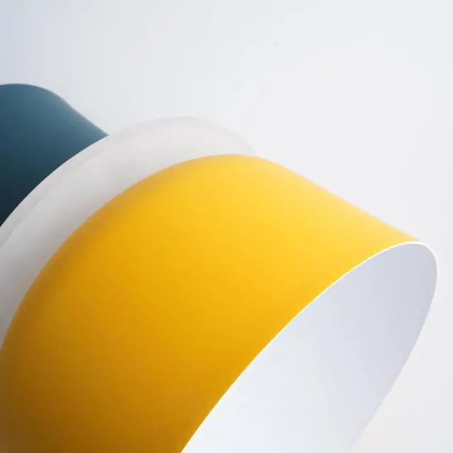 Alt view image 5 of 7 - 2-Lights Mid Century Pendant Light Kitchen Window Nordic Hanging Lights Yellow Colorful Drum Shade Unique Aluminum Dome Lampshade Adjustable Pendant Lighting Schoolhouse Light Fixture