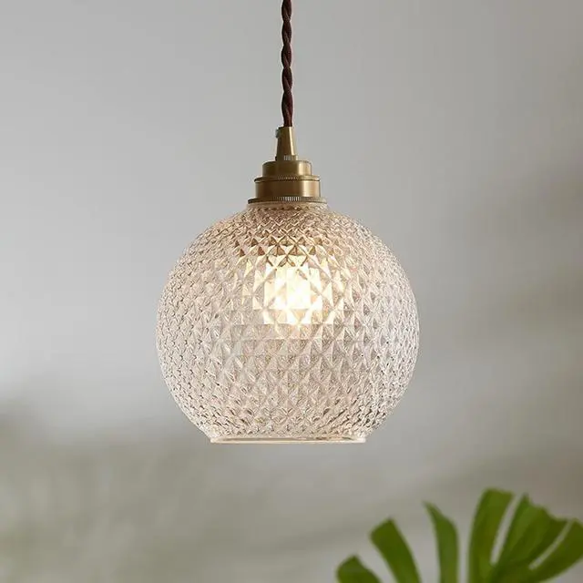 Alt view image 6 of 7 - Brass Glass Globe Pendant Light fixtures seeded Glass Pendant Lights with Clear Glass Shade mid Century Chandelier 1-Light Modern Pendant Lighting Gold for Kitchen Island Bedroom (Ceiling)