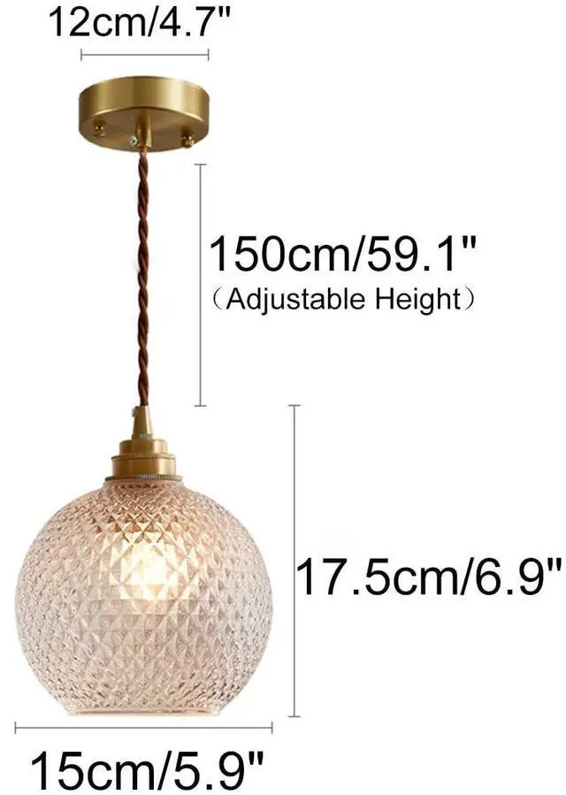 Alt view image 2 of 7 - Brass Glass Globe Pendant Light fixtures seeded Glass Pendant Lights with Clear Glass Shade mid Century Chandelier 1-Light Modern Pendant Lighting Gold for Kitchen Island Bedroom (Ceiling)