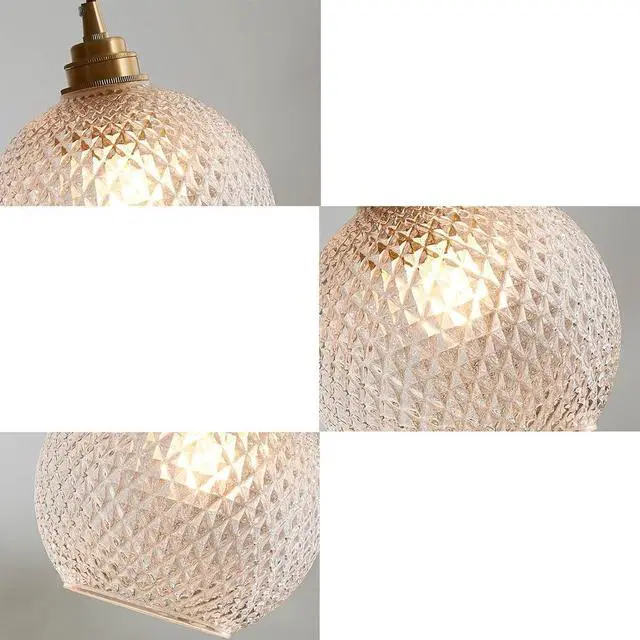 Alt view image 7 of 7 - Brass Glass Globe Pendant Light fixtures seeded Glass Pendant Lights with Clear Glass Shade mid Century Chandelier 1-Light Modern Pendant Lighting Gold for Kitchen Island Bedroom (Ceiling)