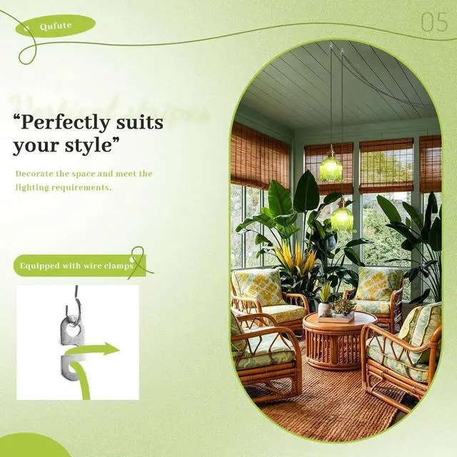 Alt view image 6 of 7 - Plug in Hanging Lamp Flower Hanging Light Fixiture Green Glass | Vintage Plug in Pendant Light Fixtures Gold Brass Finish with 14.7ft Plug in Cord E26 Base Kitchen Island Living Room