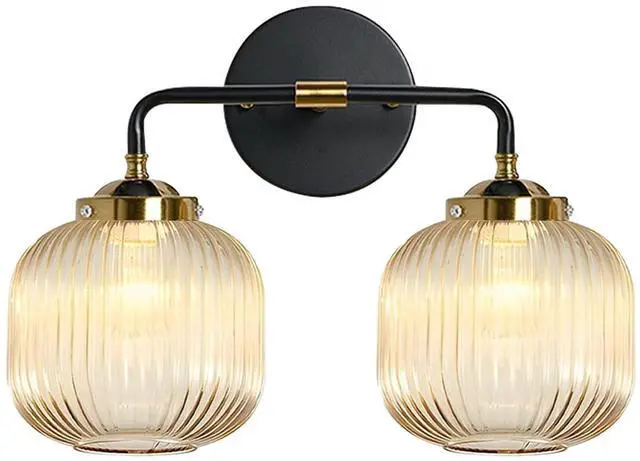 Main image of Bathroom Lights fixtures Vanity Light for Bath Wall Sconce Industrial Modern Glass Vanity Lights 2 Lights Amber Light Fixture Farmhouse Wall Mount Lamp Mid Century Vintage Wall Lamp