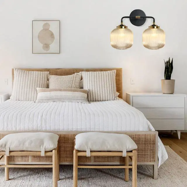 Alt view image 6 of 7 - Bathroom Lights fixtures Vanity Light for Bath Wall Sconce Industrial Modern Glass Vanity Lights 2 Lights Amber Light Fixture Farmhouse Wall Mount Lamp Mid Century Vintage Wall Lamp