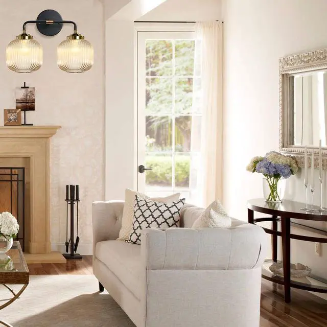 Alt view image 7 of 7 - Bathroom Lights fixtures Vanity Light for Bath Wall Sconce Industrial Modern Glass Vanity Lights 2 Lights Amber Light Fixture Farmhouse Wall Mount Lamp Mid Century Vintage Wall Lamp