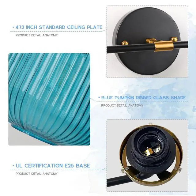 Alt view image 3 of 7 - Bathroom Mirror Vanity Light Fixture 2 Lights Blue Globe Shade Vintage Glass Wall Light fixtures Black Gold Bathroom Lights Modern Retro Wall Sconce for Above Kitchen Sink Bedroom