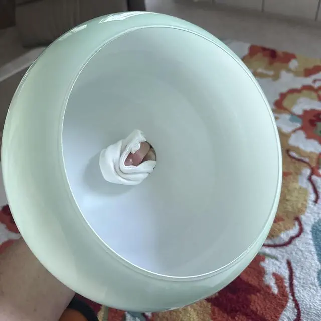 Alt view image 7 of 7 - Mid Century Ceiling Light Fixture - Milk Glass Shade, Gold Modern Flush Mount Lamp for Hallway, Dining Room, Kitchen