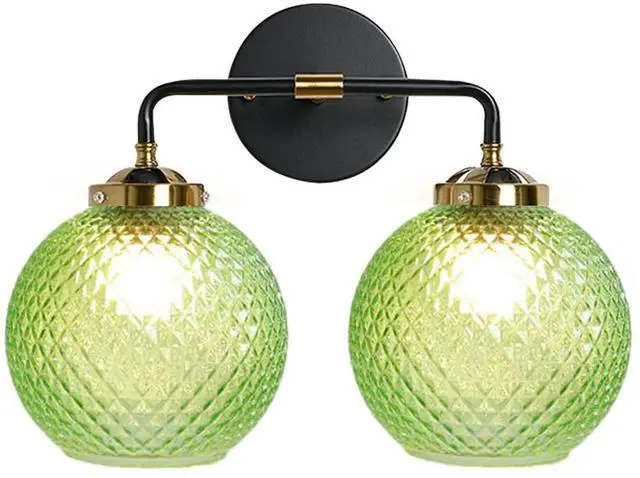 Main image of Boho Bathroom Light fixtures Over Mirror Farmhouse Brass Vanity Light Moody Green Gold Black Sconce Art Deco Light Fixture 2 Bulbs Vintage Modern Wall Mount Lights for Kitchen Sink