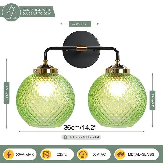 Alt view image 2 of 7 - Boho Bathroom Light fixtures Over Mirror Farmhouse Brass Vanity Light Moody Green Gold Black Sconce Art Deco Light Fixture 2 Bulbs Vintage Modern Wall Mount Lights for Kitchen Sink