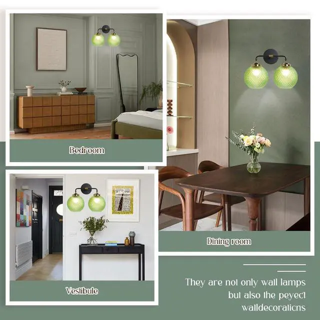 Alt view image 5 of 7 - Boho Bathroom Light fixtures Over Mirror Farmhouse Brass Vanity Light Moody Green Gold Black Sconce Art Deco Light Fixture 2 Bulbs Vintage Modern Wall Mount Lights for Kitchen Sink