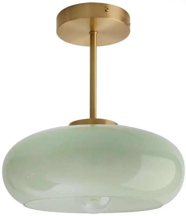 Main image of Milk Ceiling Light mid Century Modern Ceiling Light fixtures with Milk Green Glass Shade Gold Semi Flush Mount Ceiling Light, Vintage Glass Ceiling Lamp Hallway Dining Room Kitchen