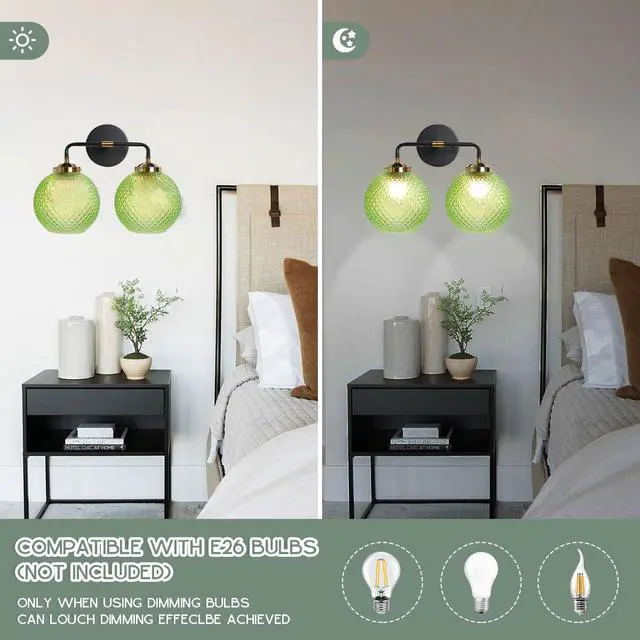 Alt view image 7 of 7 - Boho Bathroom Light fixtures Over Mirror Farmhouse Brass Vanity Light Moody Green Gold Black Sconce Art Deco Light Fixture 2 Bulbs Vintage Modern Wall Mount Lights for Kitchen Sink