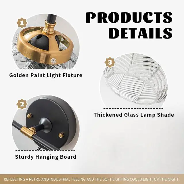 Alt view image 4 of 7 - Bathroom Vanity Light Clear Glass Globe Wall Light Fixture Ribbed Glass Shade Mid Century Wall Sconce Lights Fixtures Over Mirror Modern Art Deco Sconces Farmhouse Bathroom Lighting