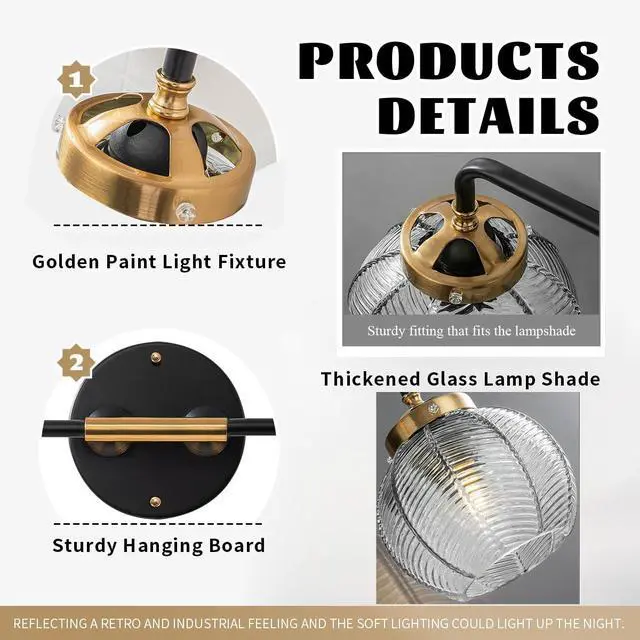 Alt view image 3 of 7 - 4-Light Bathroom Vanity Light Black Wall Light Sconces with Smoky Gray Glass Shade Mid Century Bathroom Wall Lights Fixtures Modern Vanity Lamp for Over Mirror Living Room Cabinet
