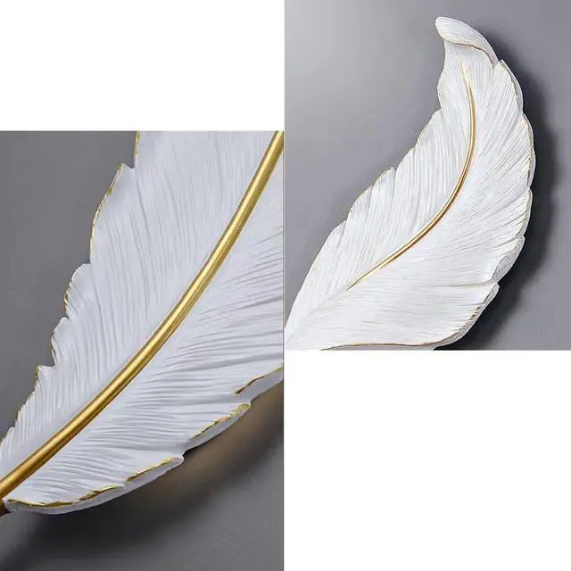 Alt view image 6 of 7 - Feather wall Light, Feather Lamp, Modern led Wall Sconce White Elegant Feathers Design, Creative Unique wall Art Decor Feathers Wall Lighting for Living Room Bedroom Hallway,3 Color Mode