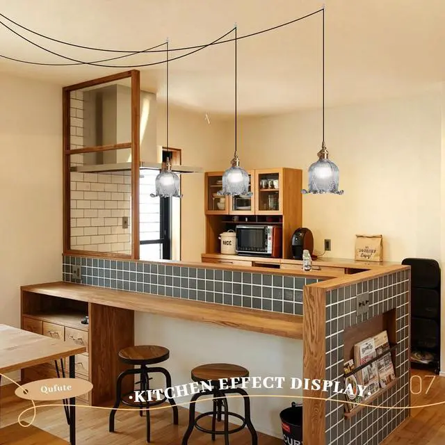 Alt view image 4 of 7 - Modern Plug in Hanging Light Flower Shaped Smoky Gray Pendant Lamp with Adjustable 15FT Cord and Switch Cord Gold Brass Finish, Vintage Plug in Hanging Lamp for Kitchen Bedroom Foyer