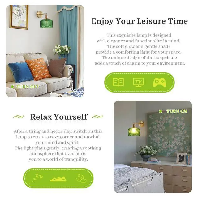 Alt view image 7 of 7 - Brushed Gold Bathroom Light Fixtures Vintage Vanity Lights Green Striped Glass Sconce Wall Light 90 Degree Adjustable Sconces Vanity Wall Lamps for Mirror Bedroom Living Room Hallway