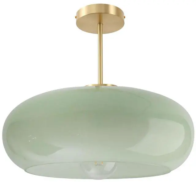 Main image of Milk Green Ceiling Light 15.7Large Mid Century Modern Light Fixture | D15.7*H13.38 Glass Dome Shade Vintage Ceiling Light fixtures Brushed Gold Brass ,E26 Base,Farmhouse,Hallway,Dining Room
