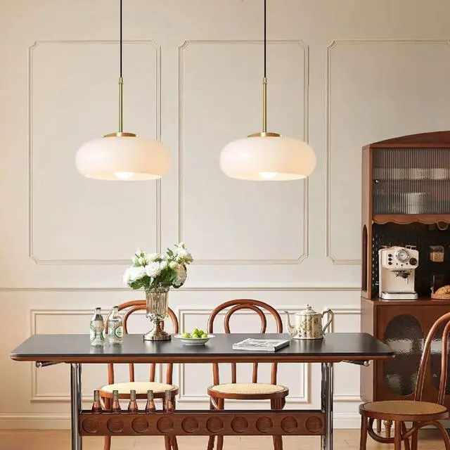 Alt view image 5 of 7 - Lighting Plug in Pendant Ceiling Light Fixture Large Globe White Hanging Lamp with 14.7 ft Cord On/Off Switch Mid Century Modern Pendant Light Plug Swag in Vintage Milk Glass Lights